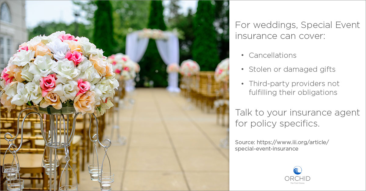 Special Events coverage for weddings