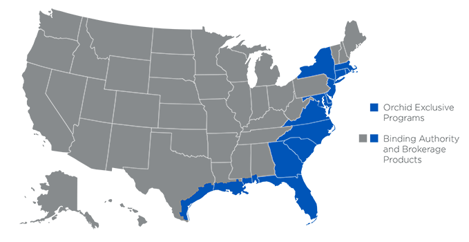 Commercial Lines footprint - Orchid Insurance
